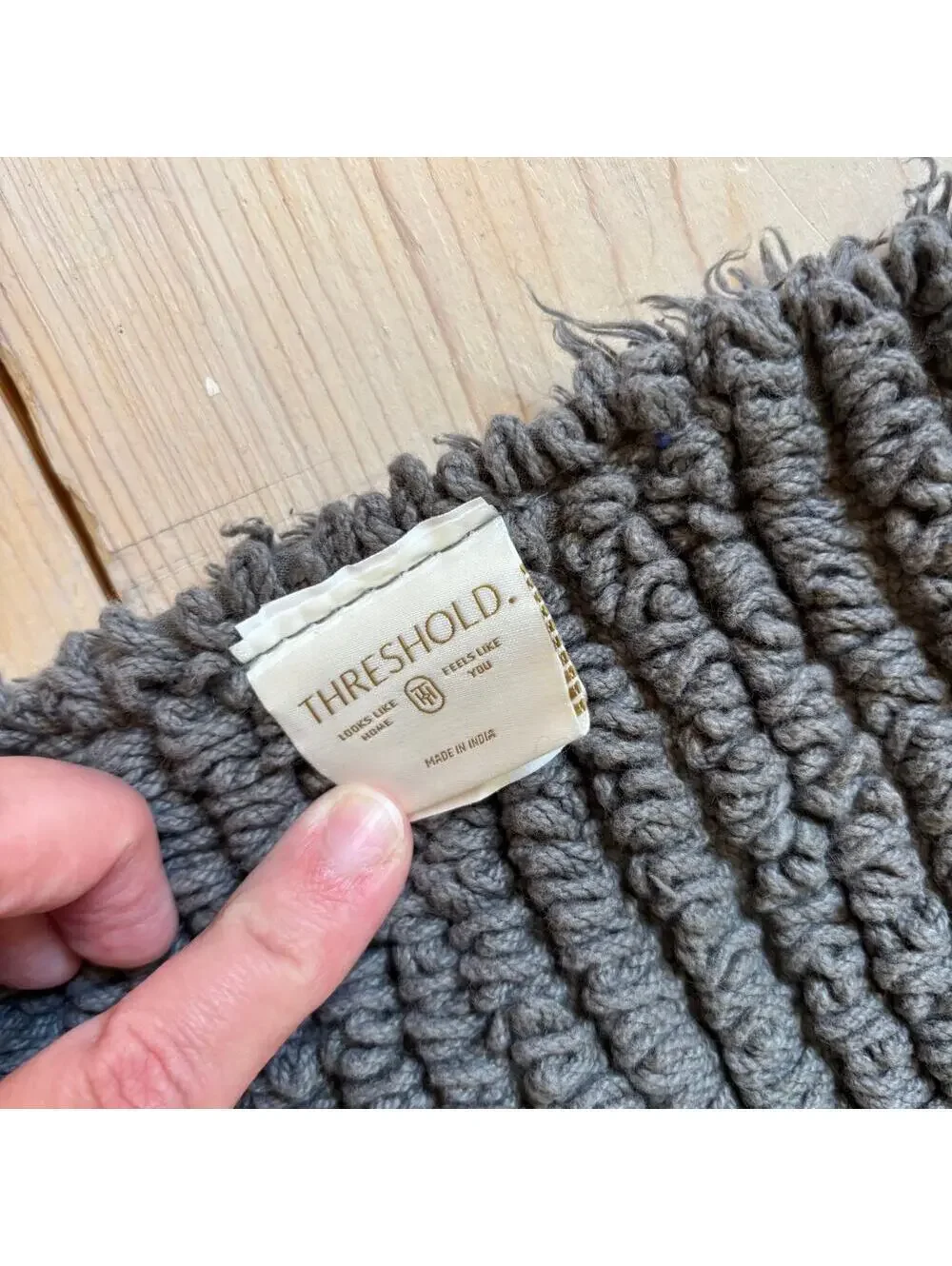 Threshold NWT Gray Performance Plus Reversible 100% Cotton Bath Rug 20x34